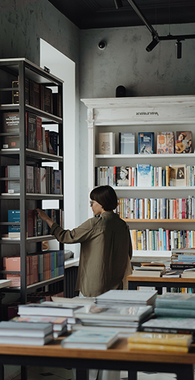 Person book shopping